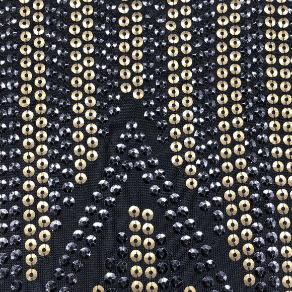 Joe's Jeans Black & Gold Yves Sequin Chevron Long Sleeve Mini Dress size XS - Picture 14 of 16